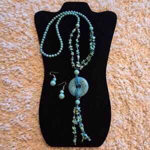 NWOT Turquoise Necklace + Earrings